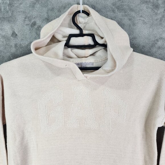 Womens Beige Gap Hooded Sweater 100% Cotton Long Sleeve Size S - Picture 4 of 12